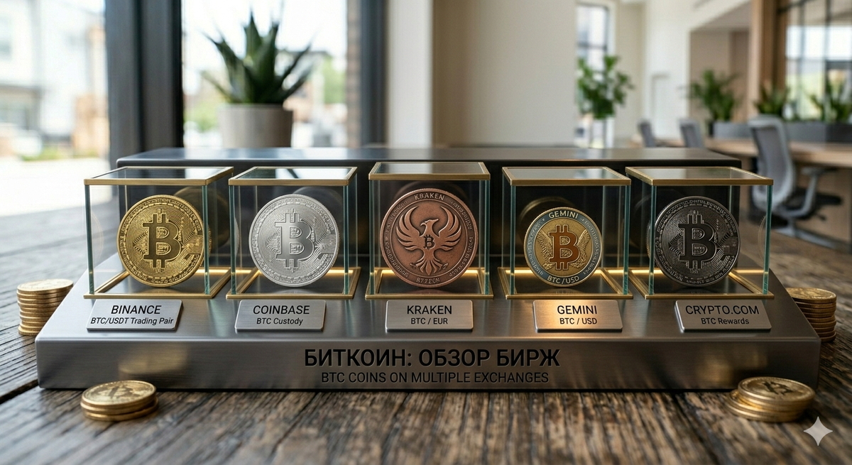 Монеты биткоина на разных биржах