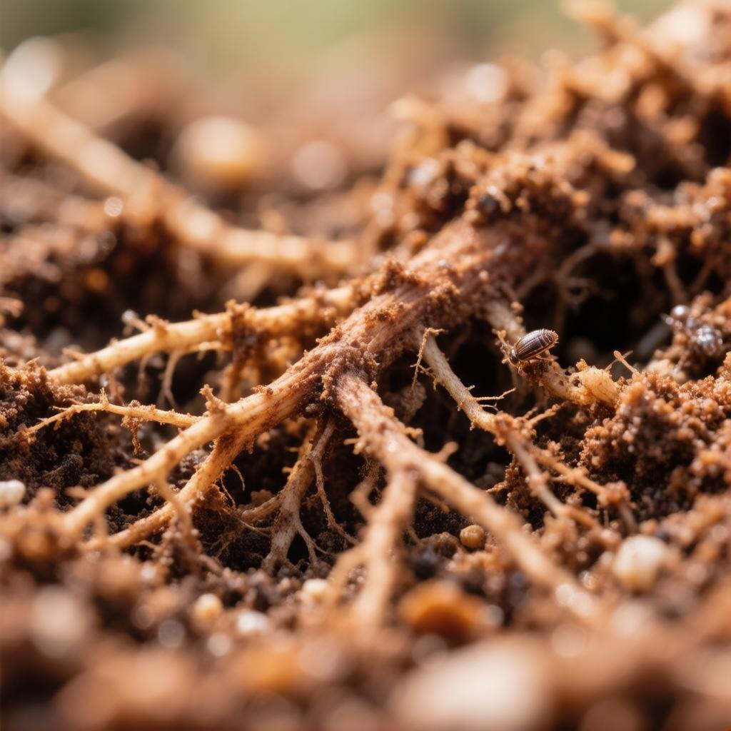 Корни огурца, повреждённые гнилью.