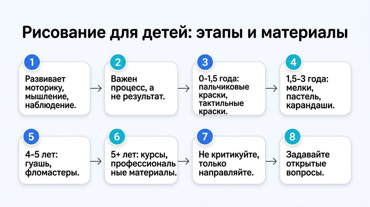 Рисование для детей: этапы и материалы  📷
