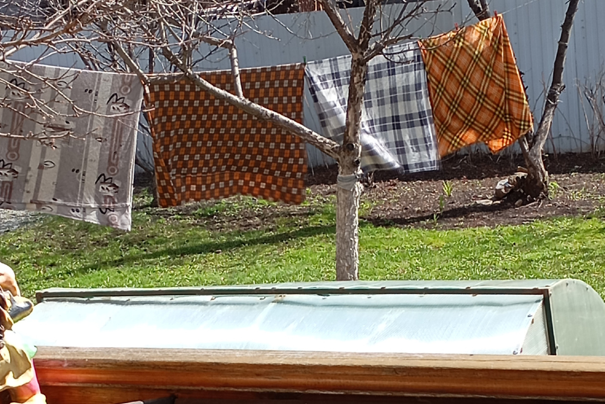 При солнышке и ветре, бельё высохло моментально