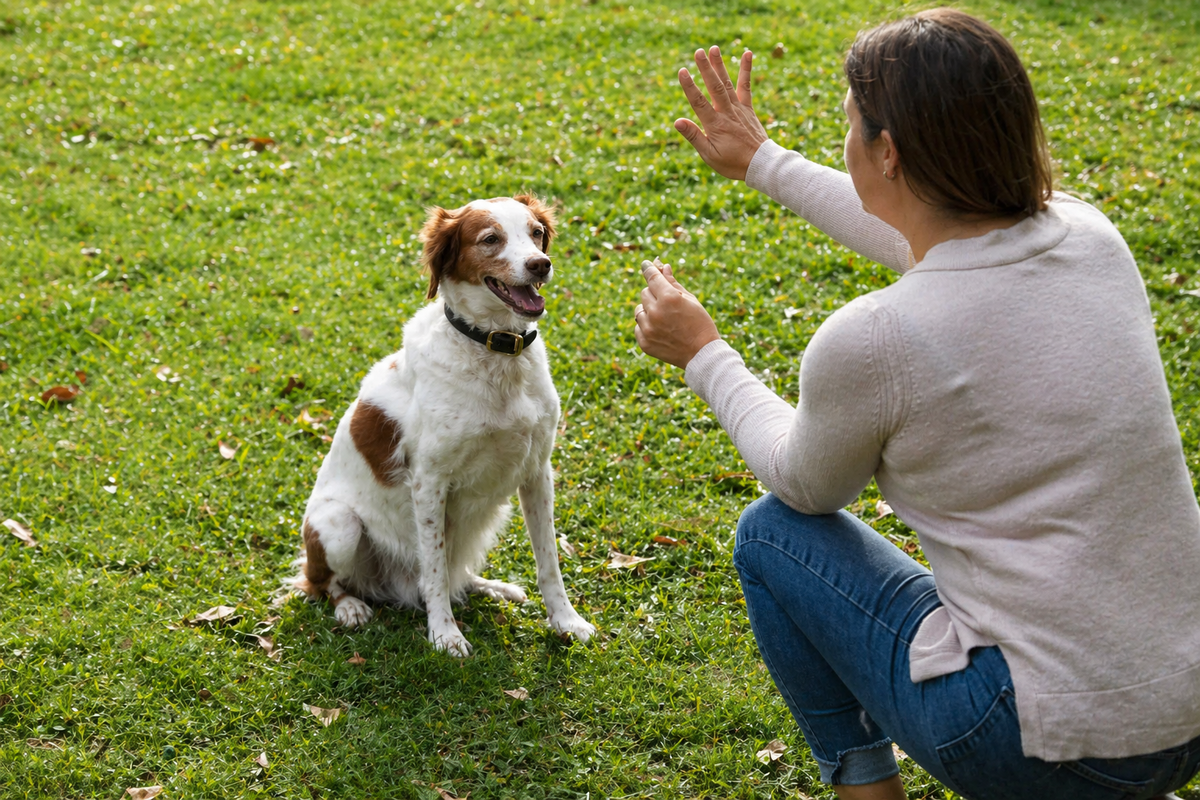 Тренировка с глухой собакой 