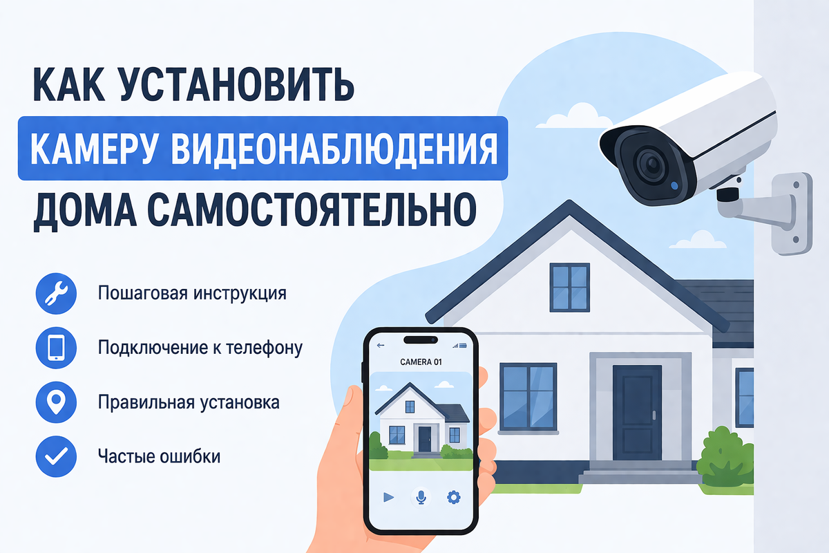 Как установить камеру видеонаблюдения дома своими руками: подключение через Wi-Fi, настройка через телефон и выбор правильного места установки.