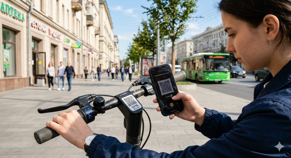 «Наводите камеру на QR-код на руле — самокат разблокируется за несколько секунд»