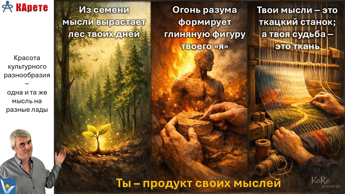 Одна и та же фраза перефразирована в стиле поговорок различных культур. Вадим Котельников