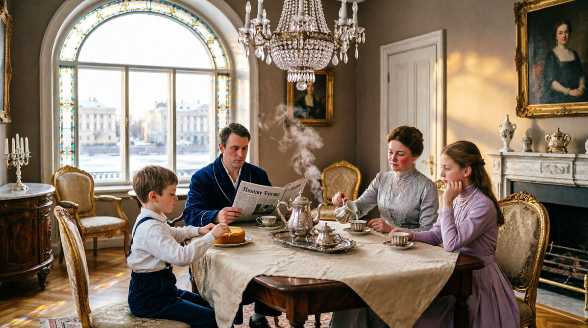 Утренний чай в дворянской семье . Петербург, 1900 год