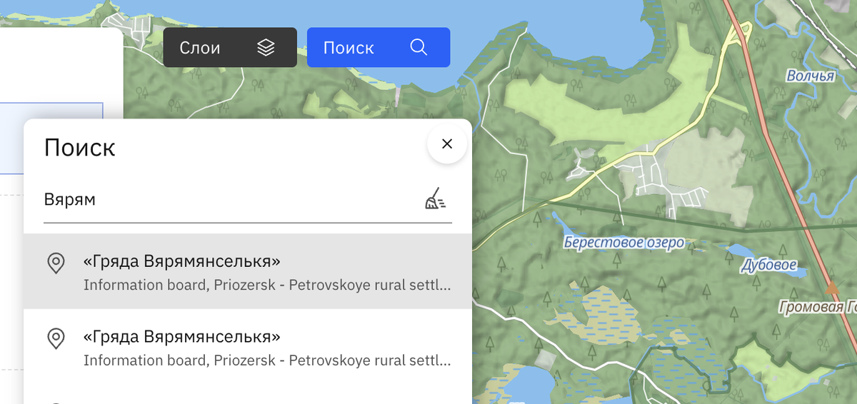 Поиск на карте