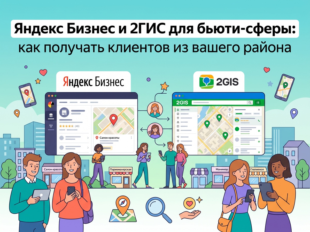 Яндекс Бизнес и 2ГИС важнейшие сервисы для бьюти бизнеса, так как подавляющее большенство клиентов - это люди, живущие рядом с вашим салоном.