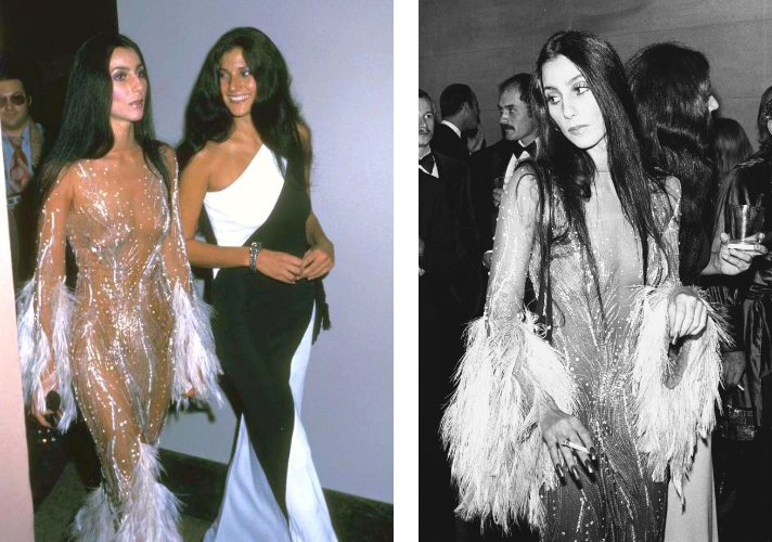 Шер на Met Gala 1974 в “голом” платье от Боба Макки