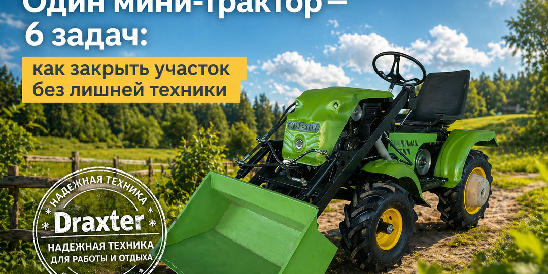 Один мини-трактор — 6 задач: как закрыть участок без лишней техники