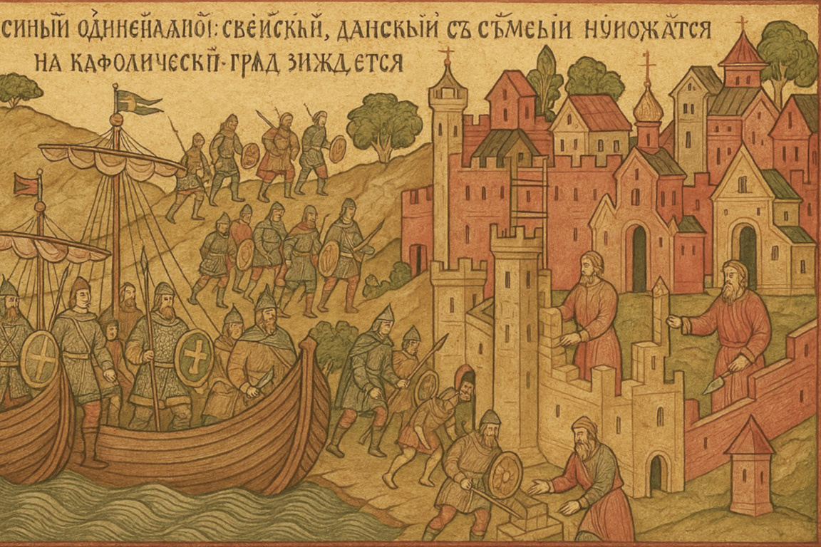 Шведы строят город на Нарве