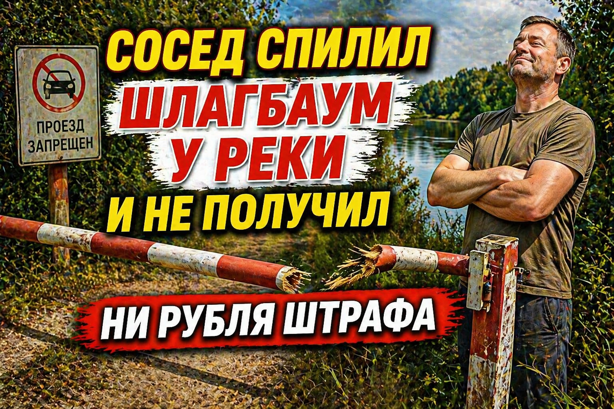 Сосед спилил шлагбаум у реки и не получил ни рубля штрафа