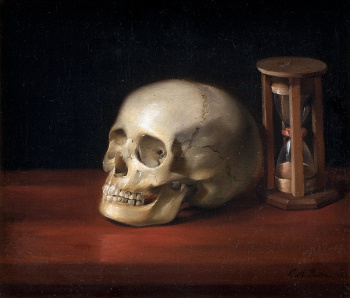 Христиан Альбрехт Йенсен "Череп и песочные часы", 1800-е