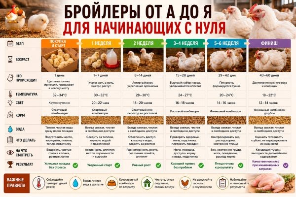 Большая таблица выращивания бройлеров от покупки до результата 🐔 Бройлеры от А до Я