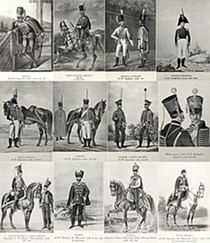 Фото. Гусары России в XVIII-XIX веках (из издания «Историческое описание одежды и вооружения российских войск», 1899-1902 гг.).