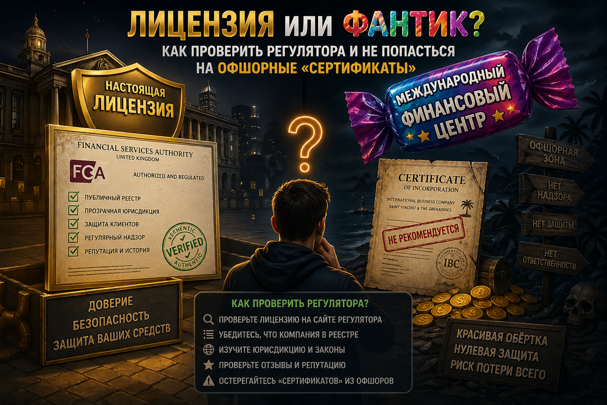 ⚖️ Лицензия или фантик? Как проверить регулятора и не попасться на офшорные «сертификаты»