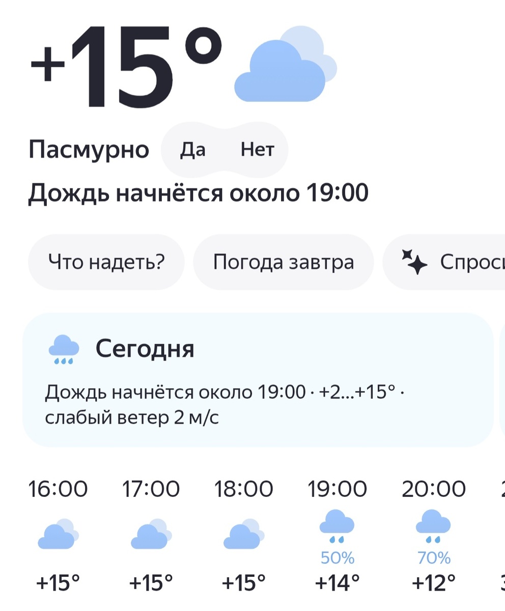 Скрин прогноза погоды