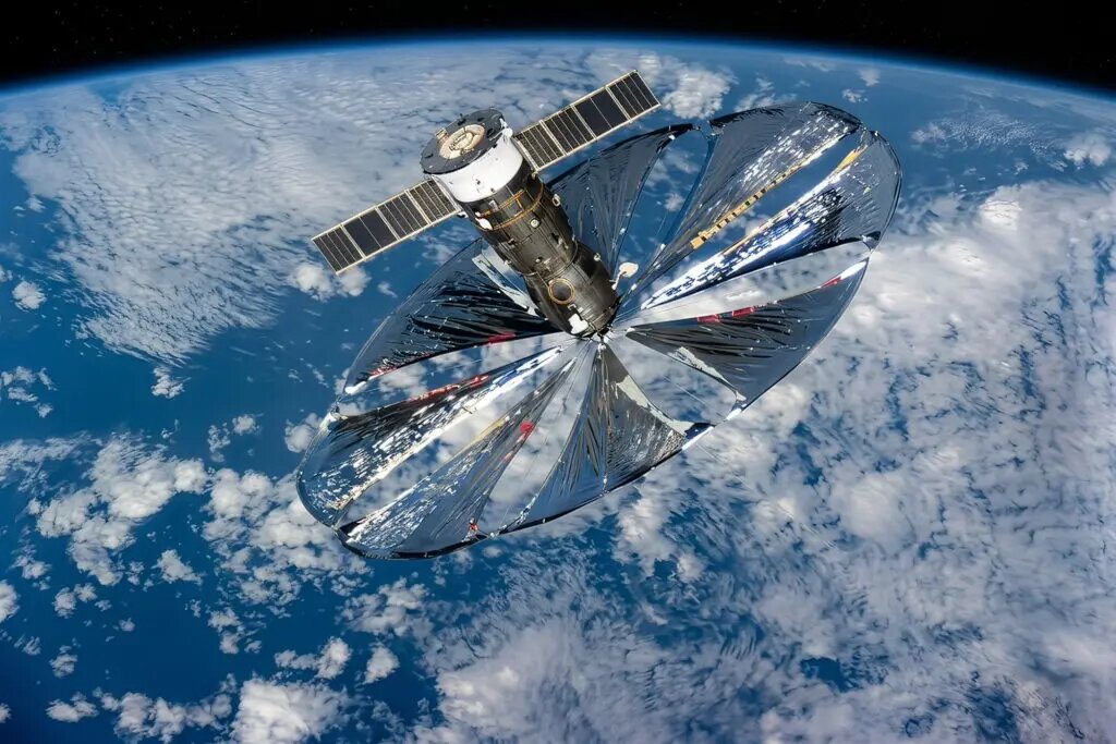    Изображение сгенерировано нейросетью на основе оригинального фото солнечного «зеркала» проекта «Знамя»
