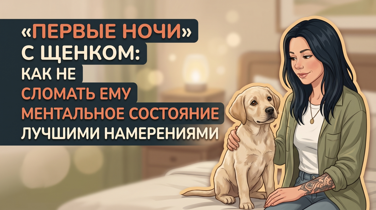    Обложка о первых ночах с щенком и безопасном пути через ночные страхи. Анна Марковская