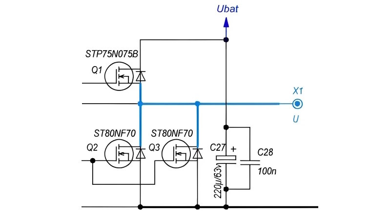 Оконечный каскад силового полумоста BLDC контроллера