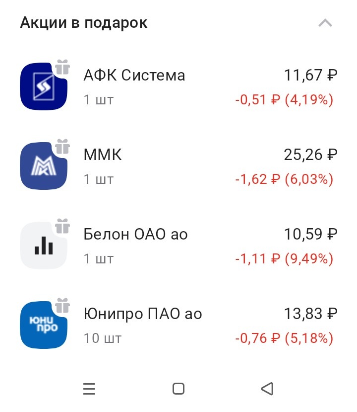 Мои подарочные акции