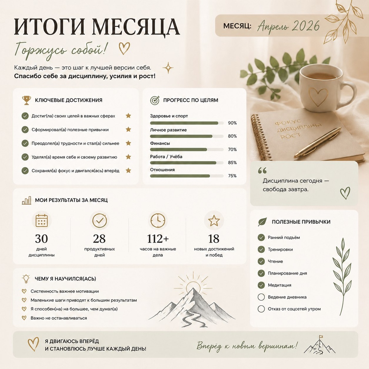 Фото сгенерировано ИИ. Это я попросила сгенерировать итоги месяца🤣