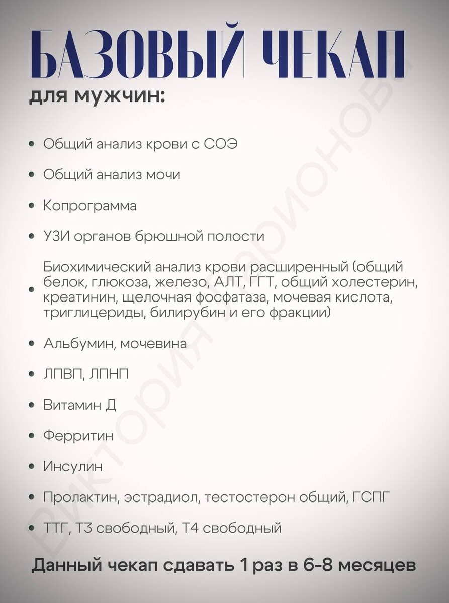 Базовый чек ап для мужчин фото