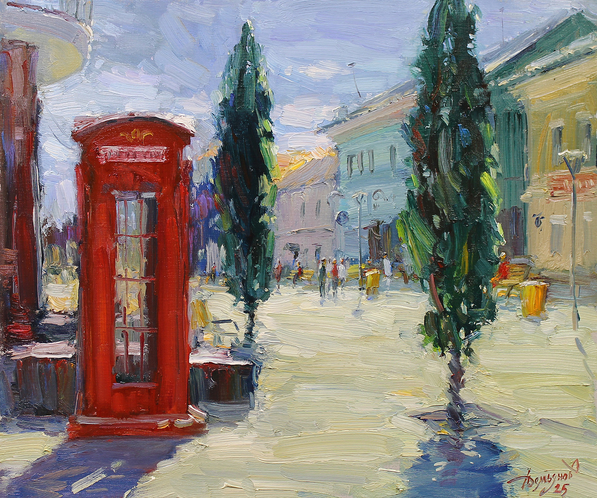 «В ожидании звонка», холст, масло, 50 x 60 см, 2025 г.