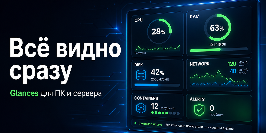 Glances: один экран, который показывает, что происходит с компьютером