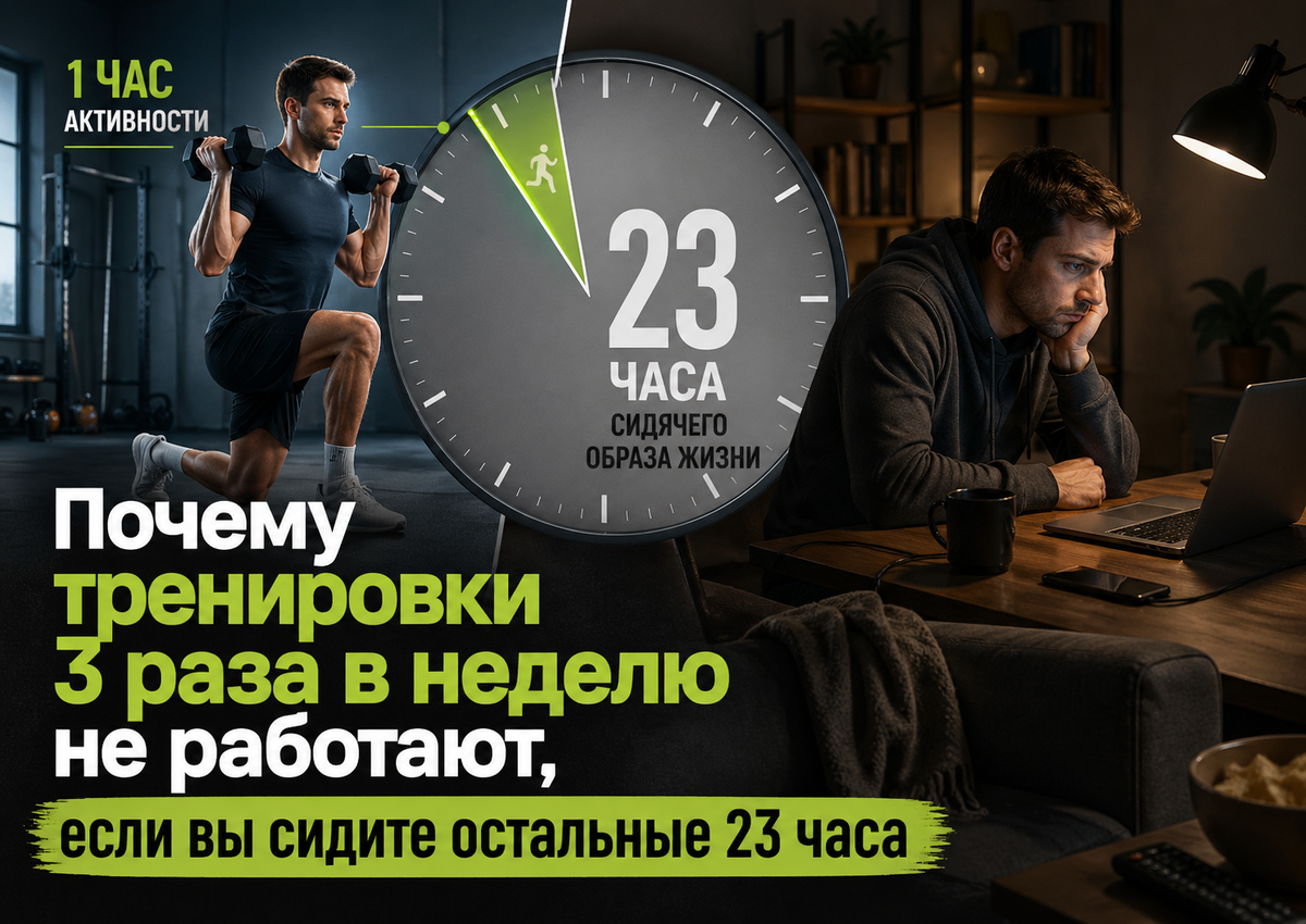 Почему тренировки 3 раза в неделю не работают, если вы сидите остальные 23 часа