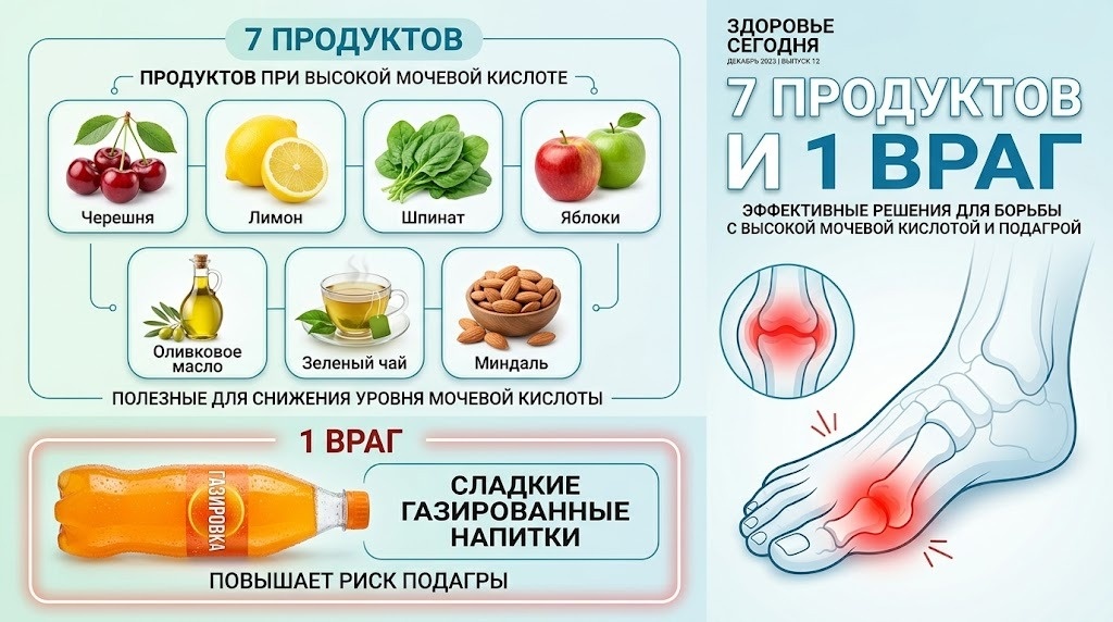 По данным наблюдательных исследований, включая работу Choi и соавт. в BMJ за 2008 год, напитки, подслащённые фруктозой, связаны с более высоким риском гиперурикемии и подагры по состоянию на 2026 год. 