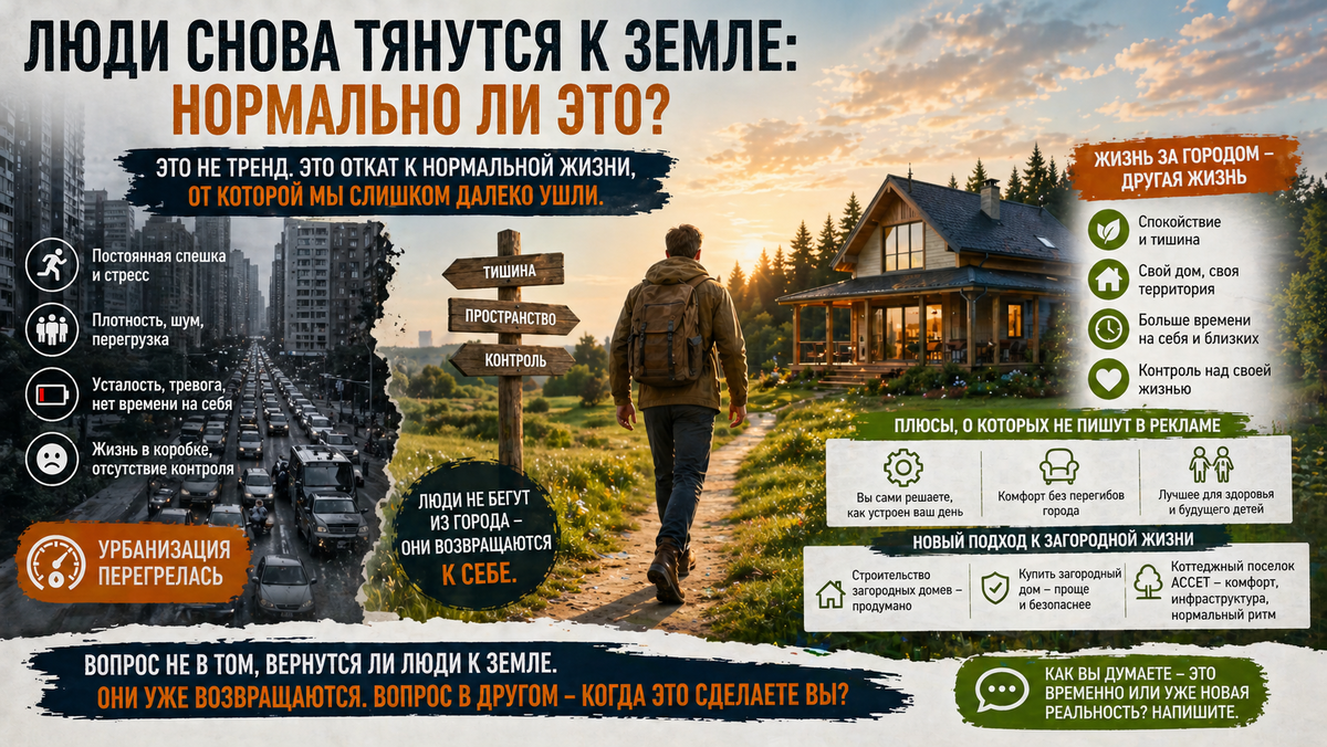 Люди снова тянутся к земле: нормально ли это? Коттеджный поселок АССЕТ
