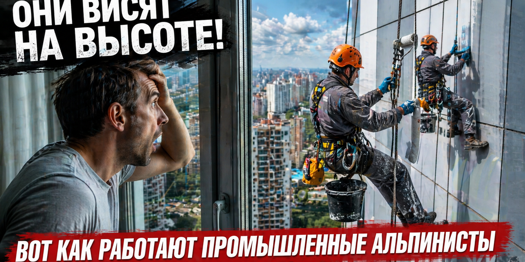 «Они висят на высоте!» - мужчина был в замешательстве, когда увидел двух мужчин за окном. Очистка и покраска высотки: промышленный альпинизм