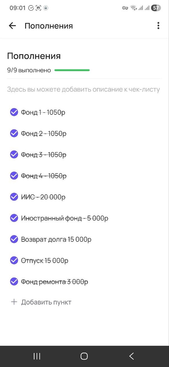 Чек-лист пополнений за апрель 2026