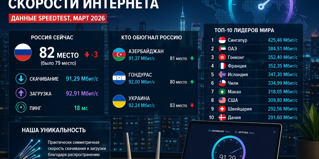 Россия потеряла еще 3 позиции в мировом рейтинге интернета: кто нас обогнал?