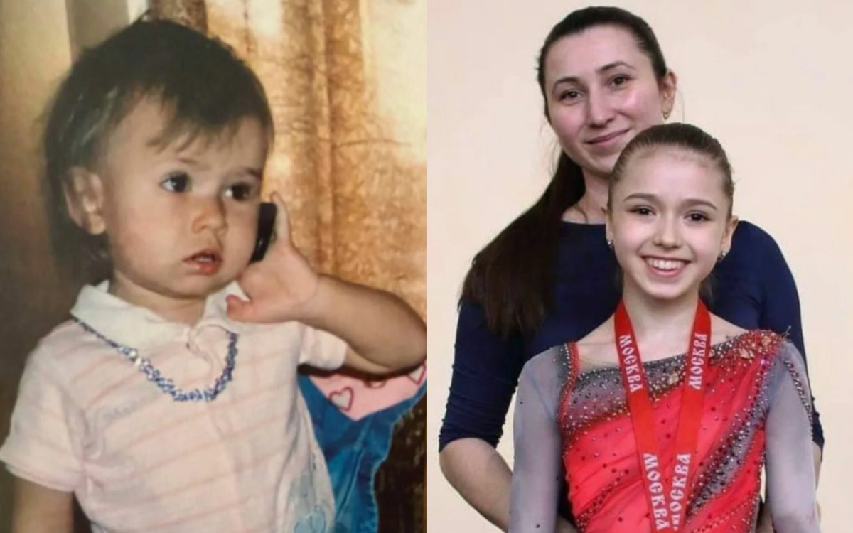на фото Камила Валиева в детстве с мамой 