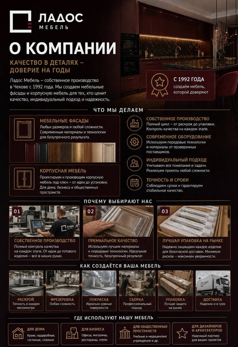 Контакты для связи с Ладос-Мебель 
📞 8 (800) 700-81-82
📁 info@lados-m.ru
