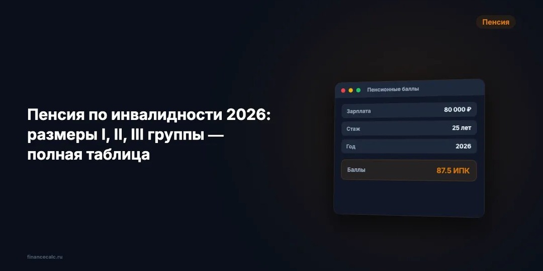 Пенсия по инвалидности 2026: размеры I, II, III группы — полная таблица