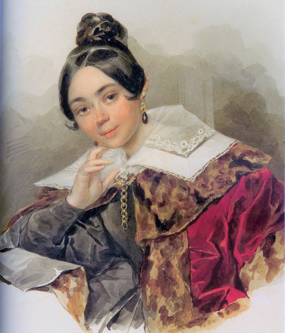 "Портрет неизвестной в шубке", рис. П.Соколова, 1830-е годы.