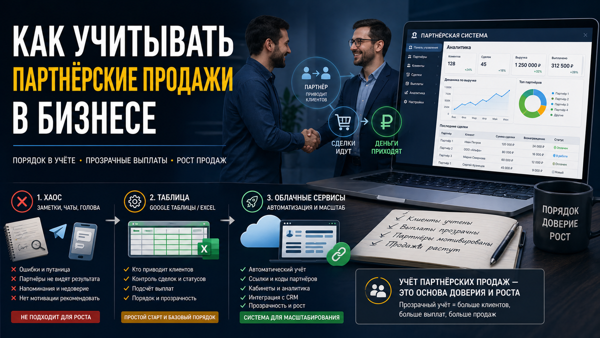 Учёт партнёрских продаж: как контролировать выплаты и не терять клиентов