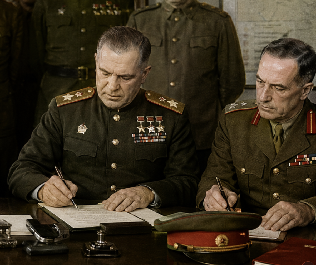 Художественная реконструкция подписания акта о капитуляции