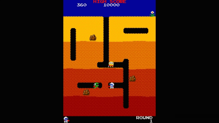 Gif картинка "Игровой процесс Dig Dug"