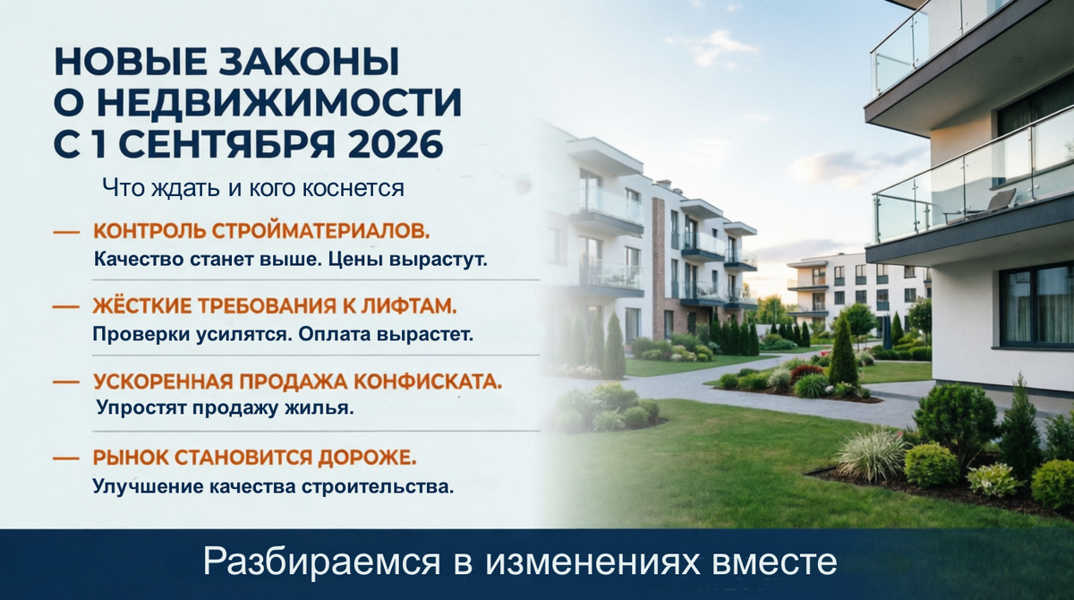 Новые законы о недвижимости уже приняты: что изменится с 1 сентября 2026 года и почему это коснется каждого