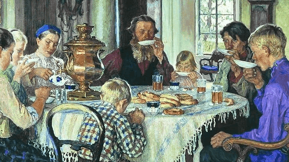 Борис Кустодиев, «Семейный чай» (1913 год)