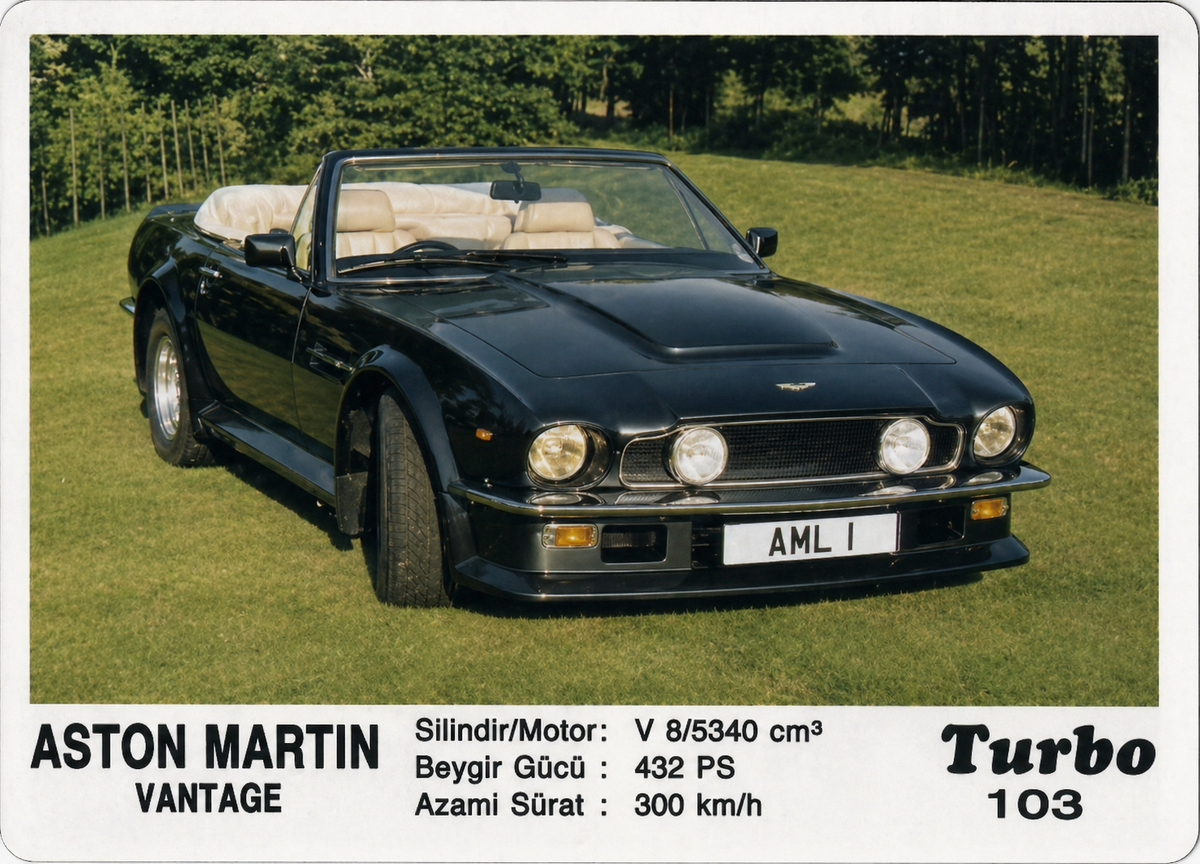 Вкладыш №103 — Aston Martin V8 Vantage Volante, восстановленное изображение