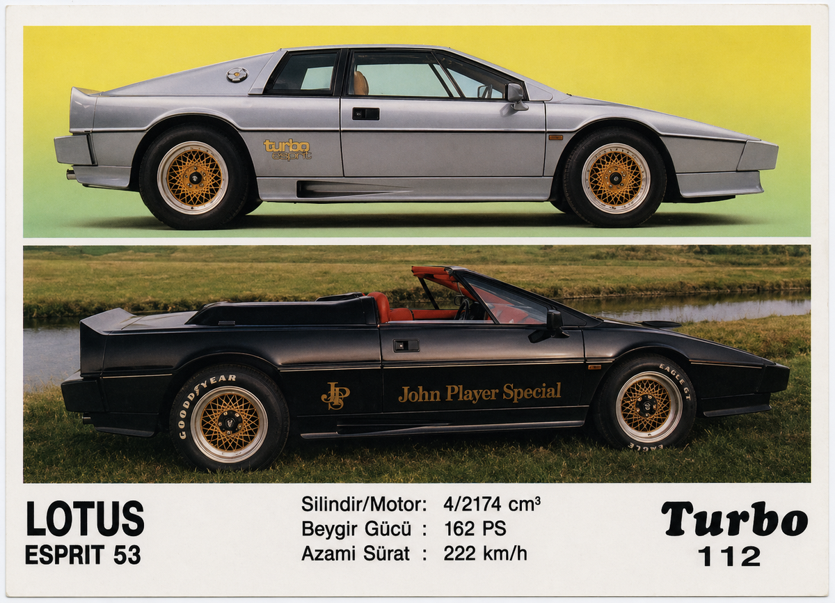 Вкладыш №112 — Lotus Esprit S3 / Turbo Roadster, восстановленное изображение