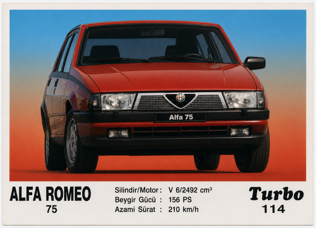 Вкладыш №114 — Alfa Romeo 75, восстановленное изображение