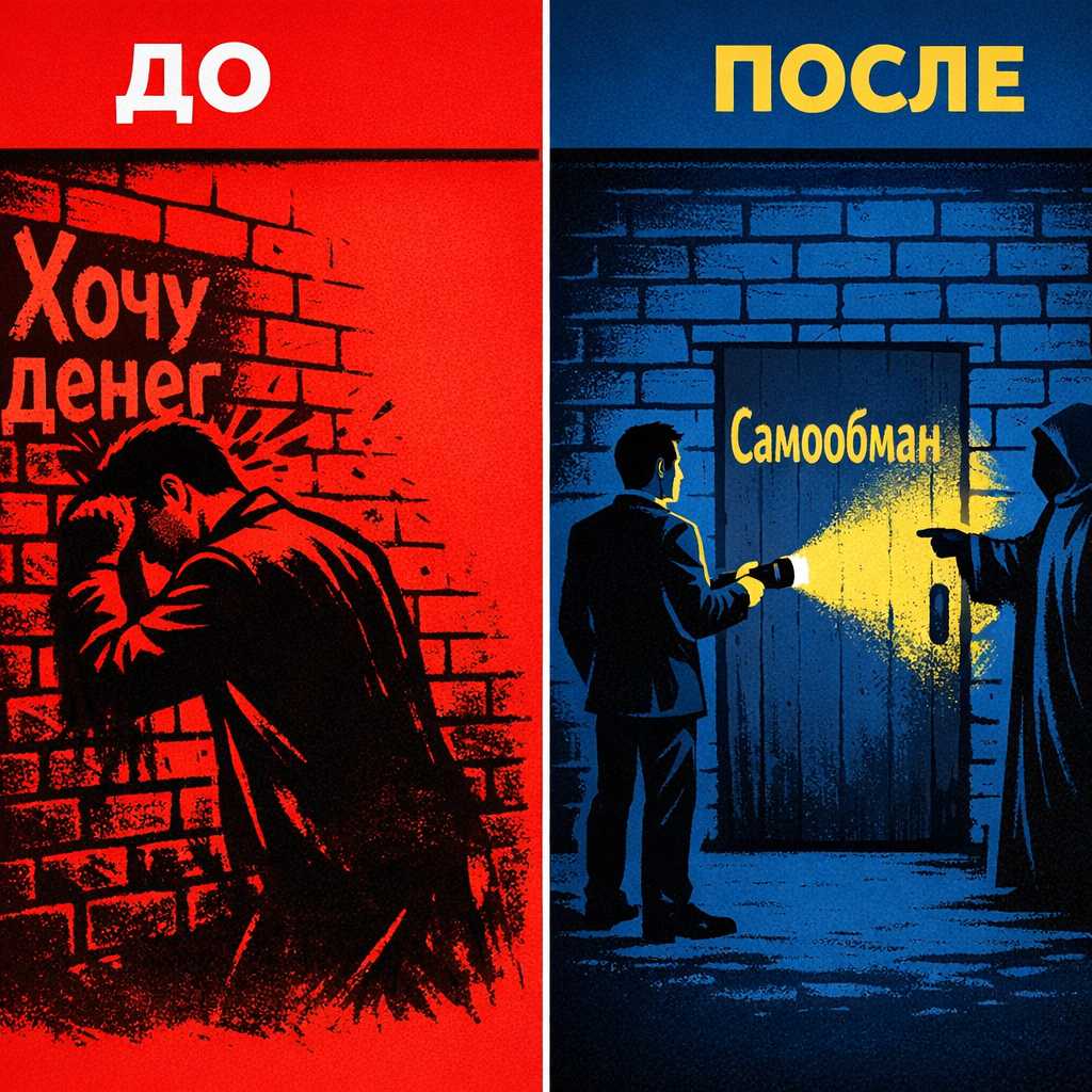 Больше всего люди боятся остаться один на один с Правдой: всё, чего я хочу (но не получаю), лишь попытка скрыть самообман. 