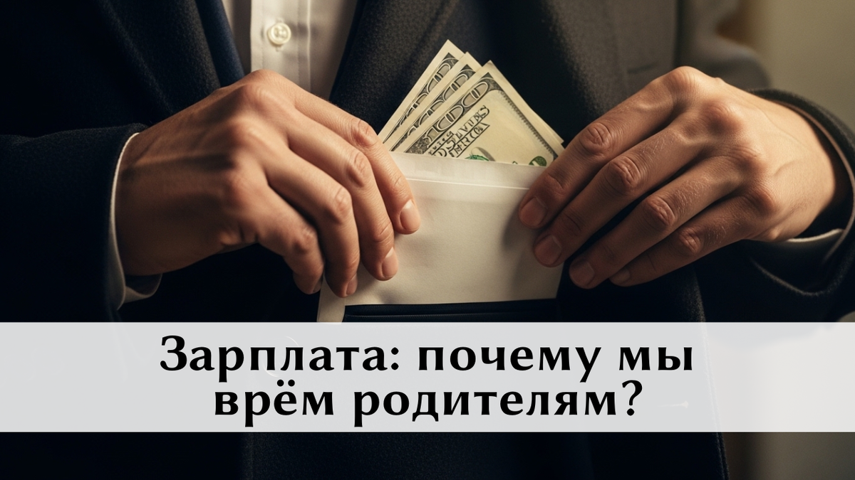 взрослые руки держат бумажный конверт, полный наличных денег, 
