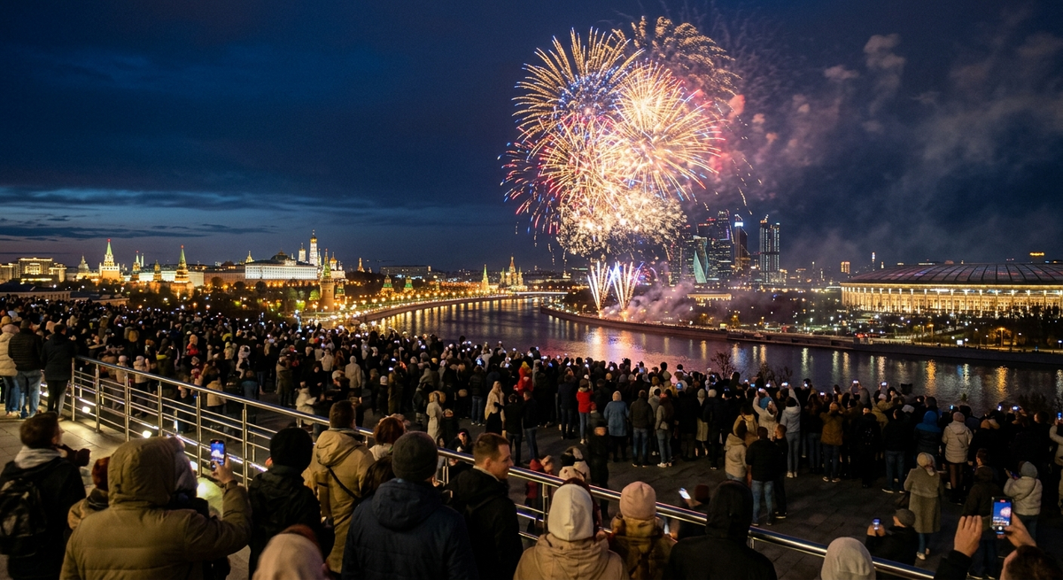    "Где и во сколько смотреть салют на День Победы 9 мая 2026 года. Фото сгенерировано нейросетью Nano Banana"