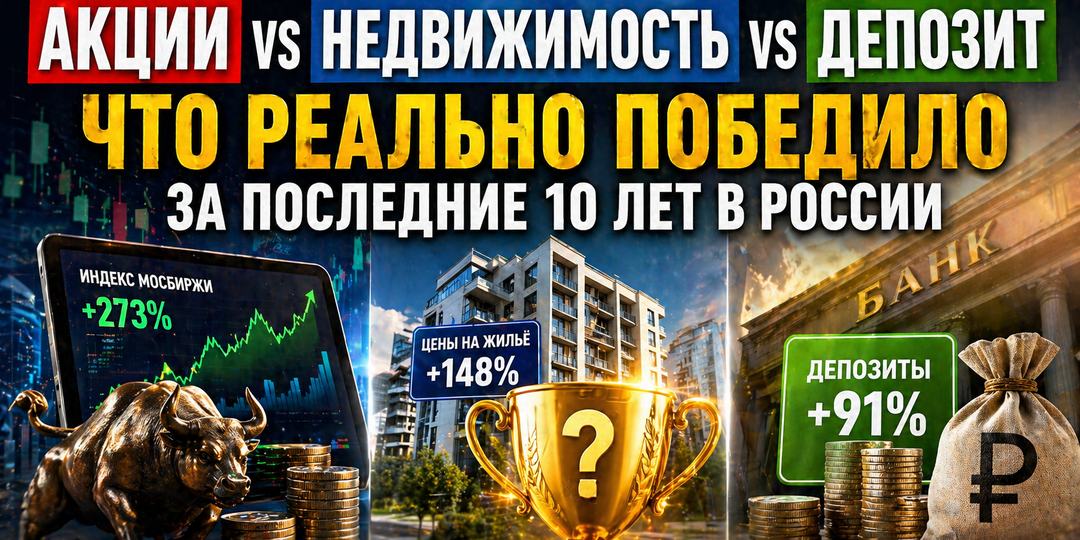 Акции vs недвижимость vs депозит: что реально победило за последние 10 лет в России